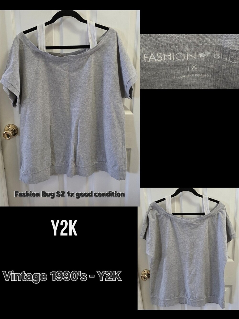 Fashion Bug Gray Short-Sleeve Off-Shoulder Top - Size 1X